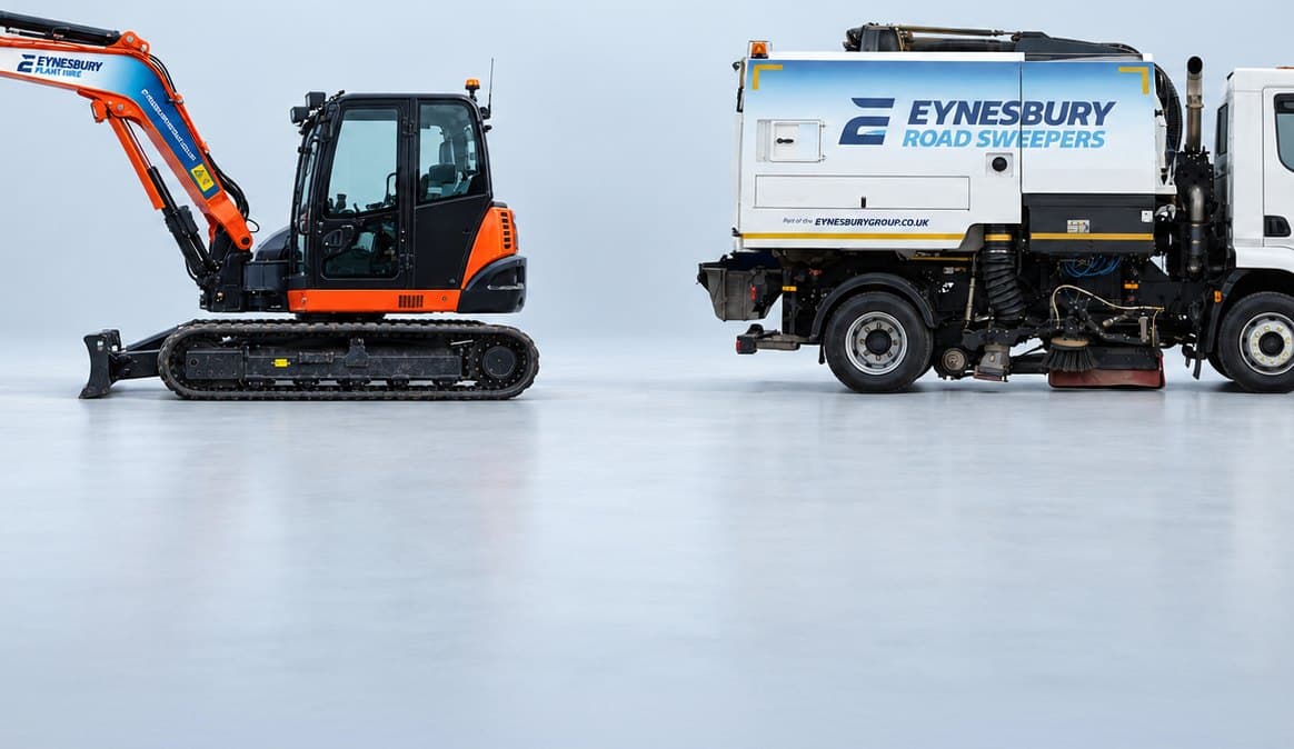 An Eynesbury digger and road sweeper