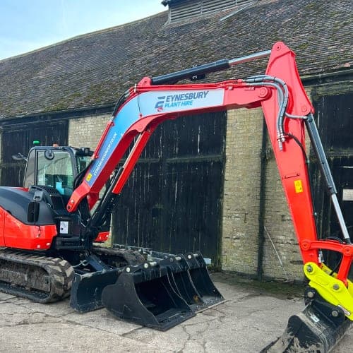 An Eynesbury Plant Hire excavator in the yard today